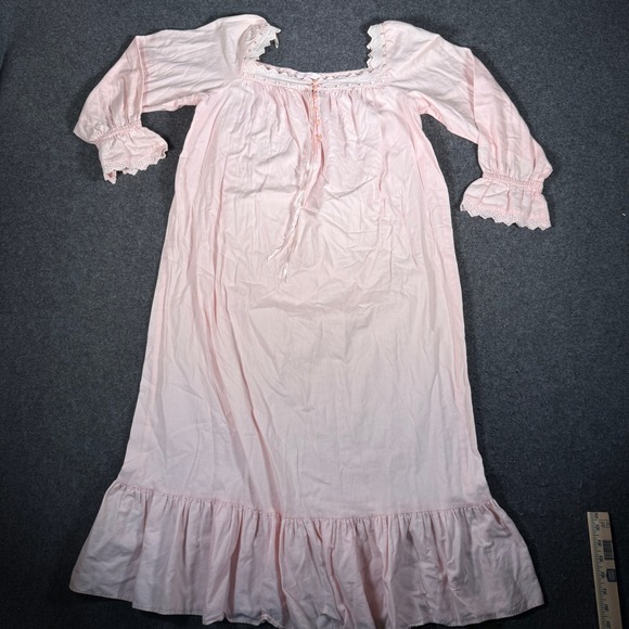 Victoria's Secret Other - Victoria Secret Pink Long Sleeve Lace Trim Nightgown Sleep Dress Size M